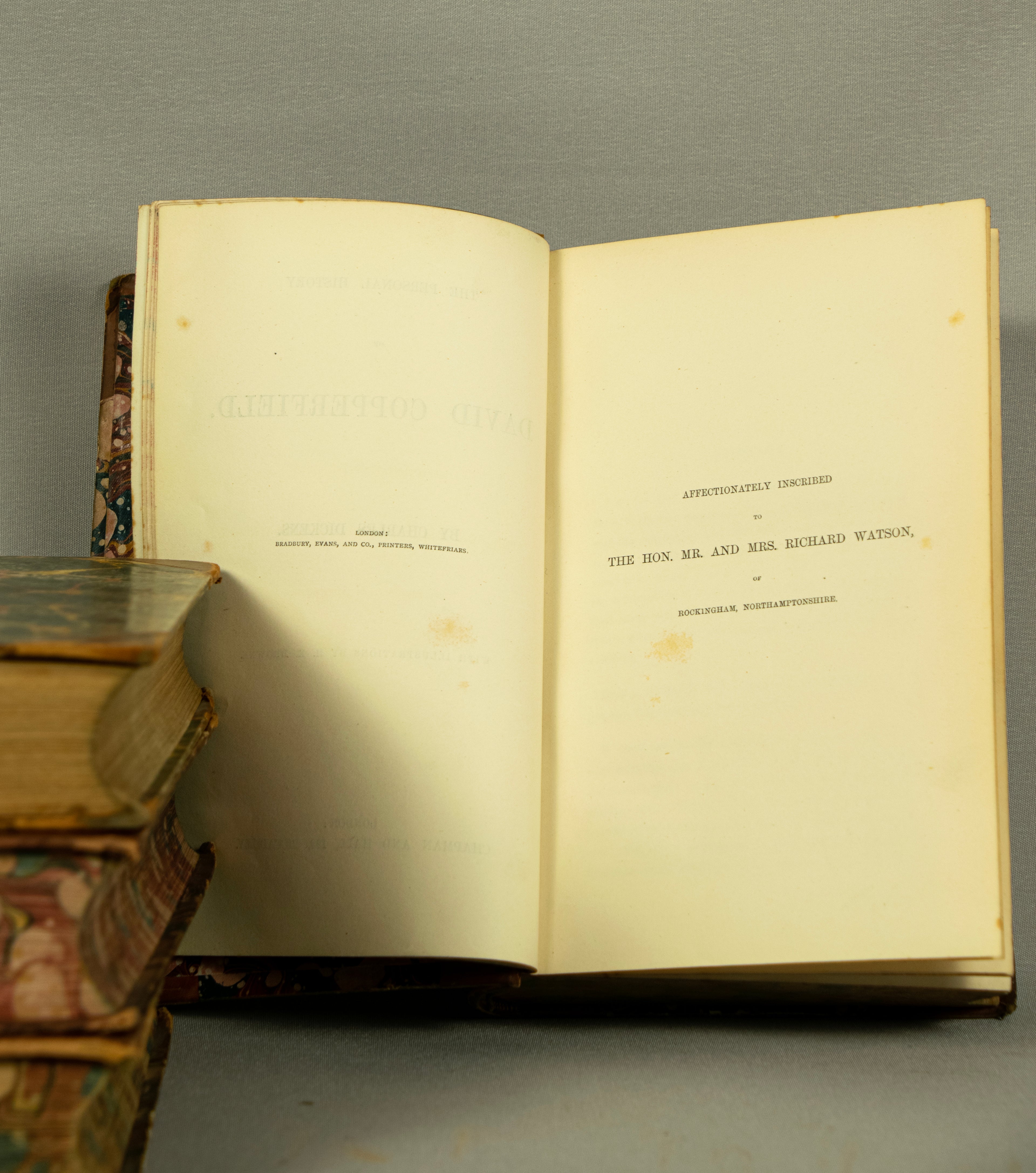 Antique Charles Dickens, 4-Volume Set, Half Calf Leather Binding, 19th Century