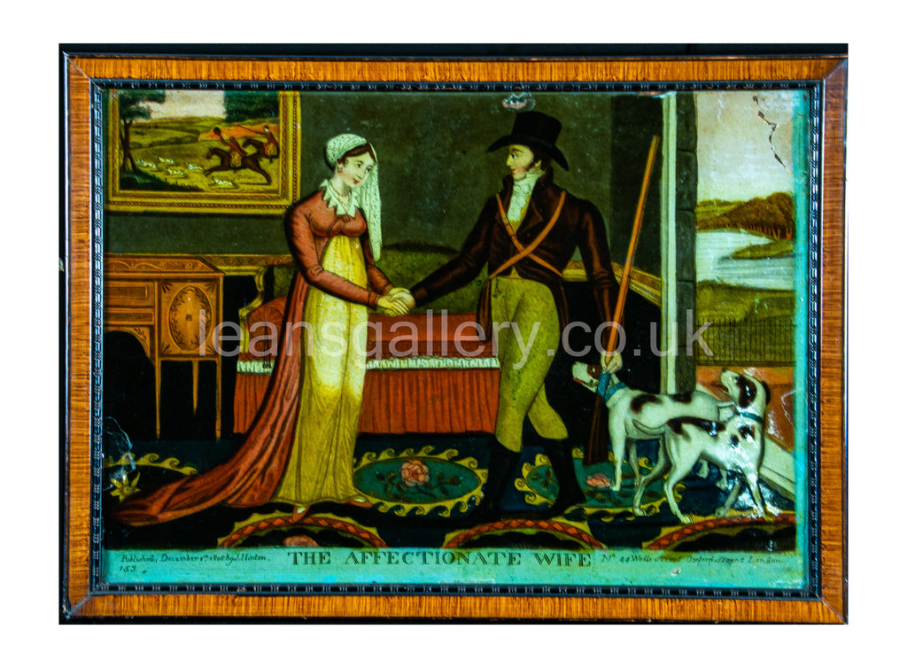 Reverse Glass painting, The Affectionate Wife, 1808
