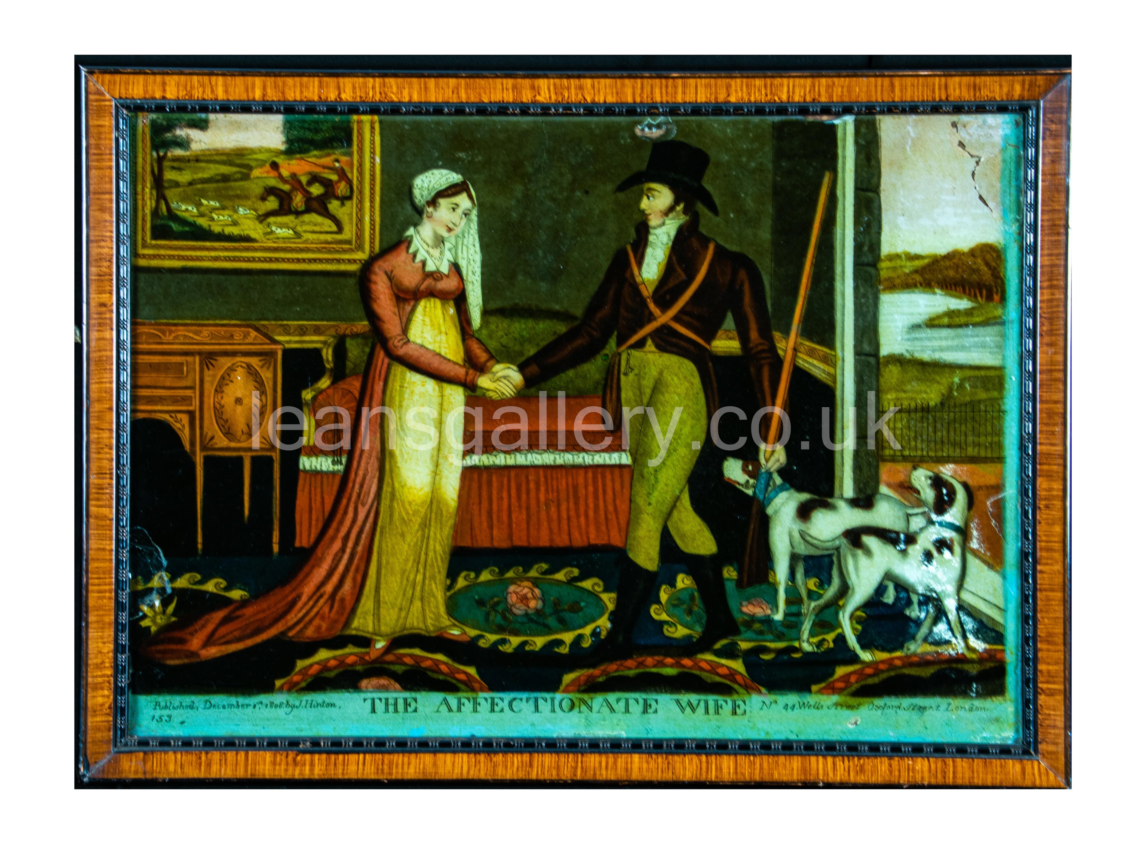 Reverse Glass painting, The Affectionate Wife, 1808