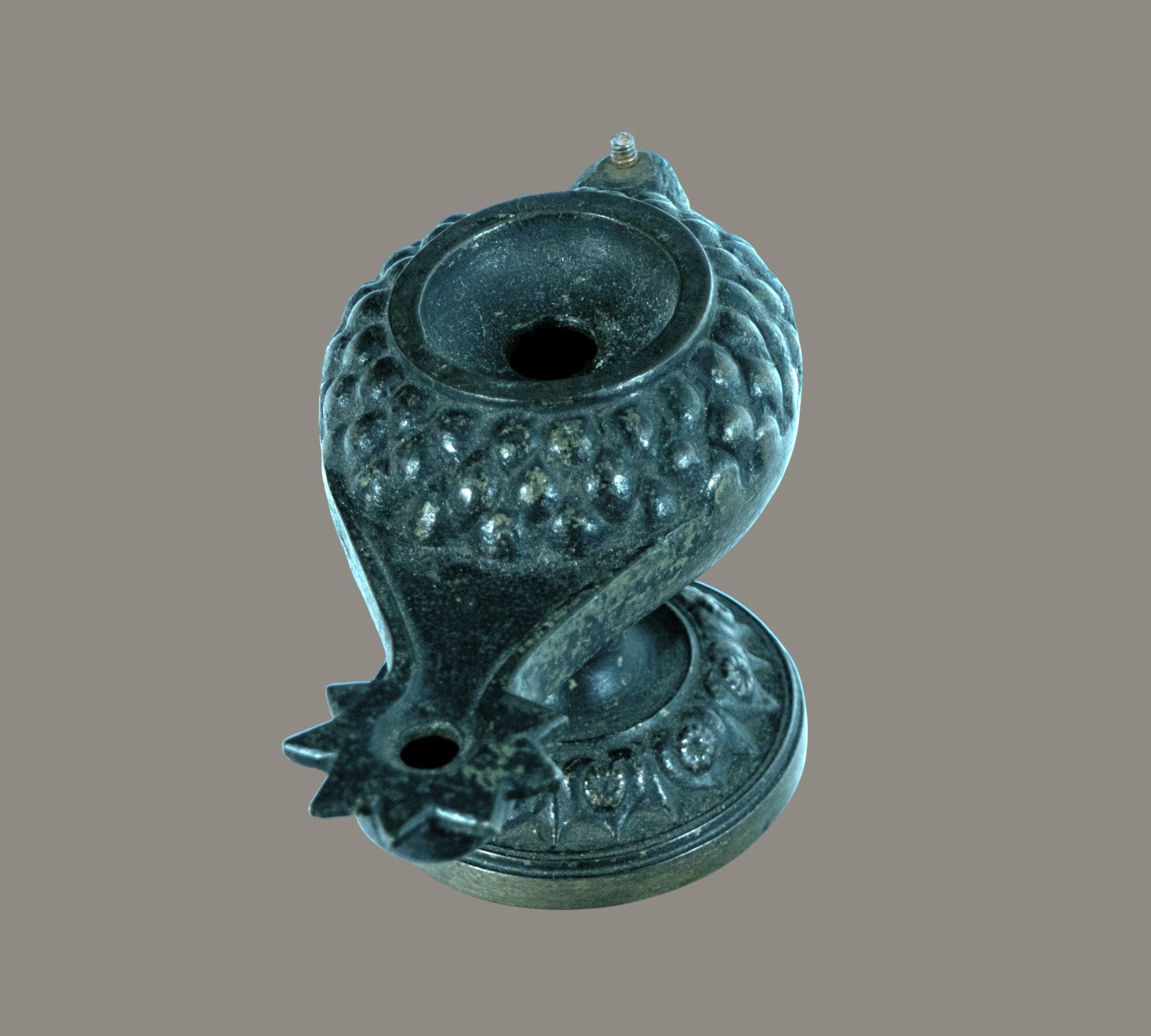 Beautiful Antique 18th Century Greek Oil Lamp, Cast Copper Alloy, Bird Shape