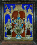 Tanjore Painting, Antique, Lord Vishnu, and Consorts, Asian art