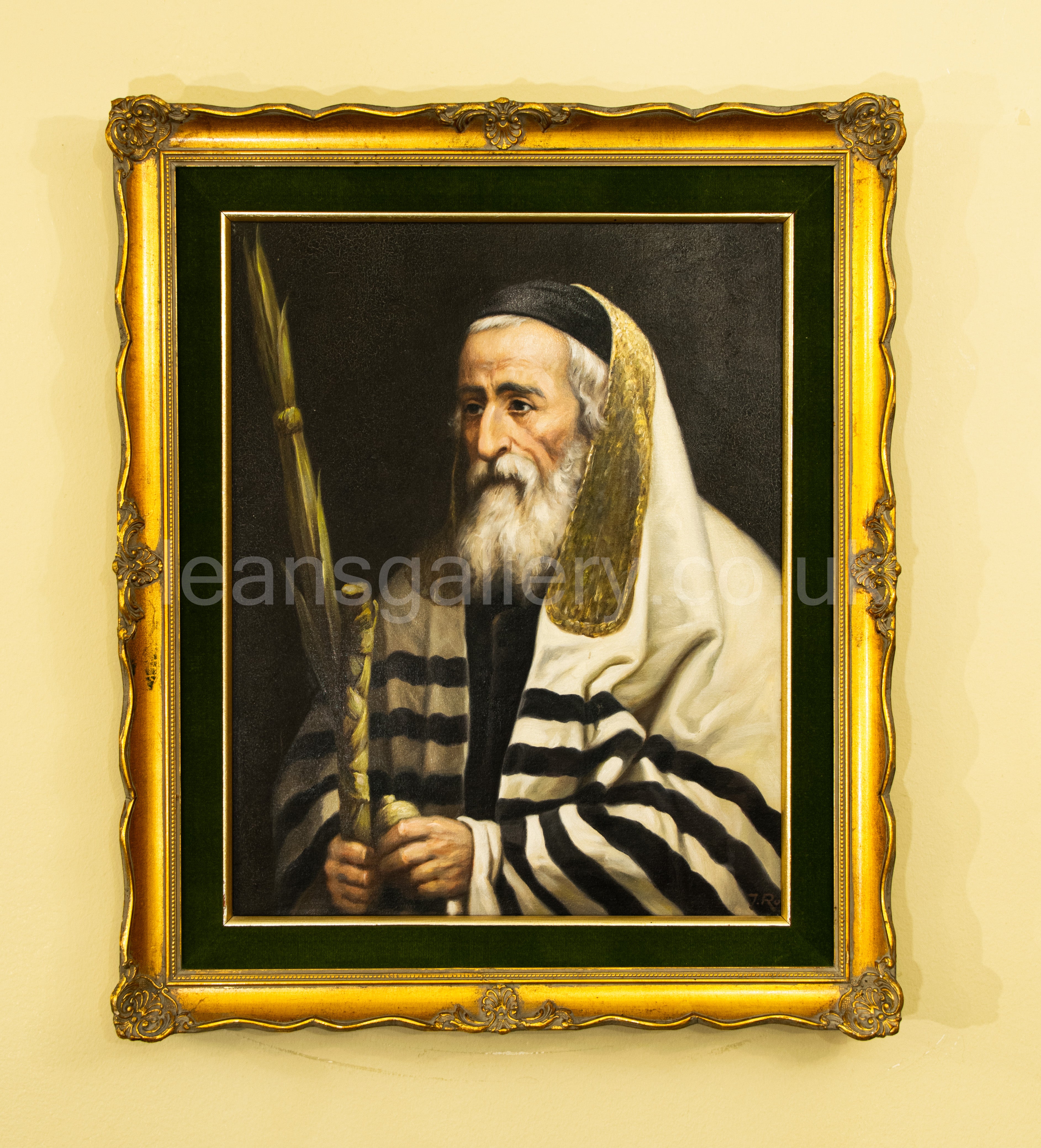 Rabbi, Religious: Mid century oil painting of A devout Rabbi, Gilt framed, Continental