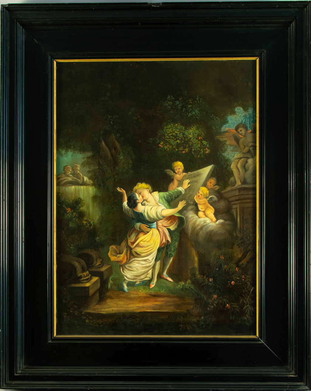 Oil on Canvas, The Sermon of Love: 19th Century Italian School, signed indistinctly