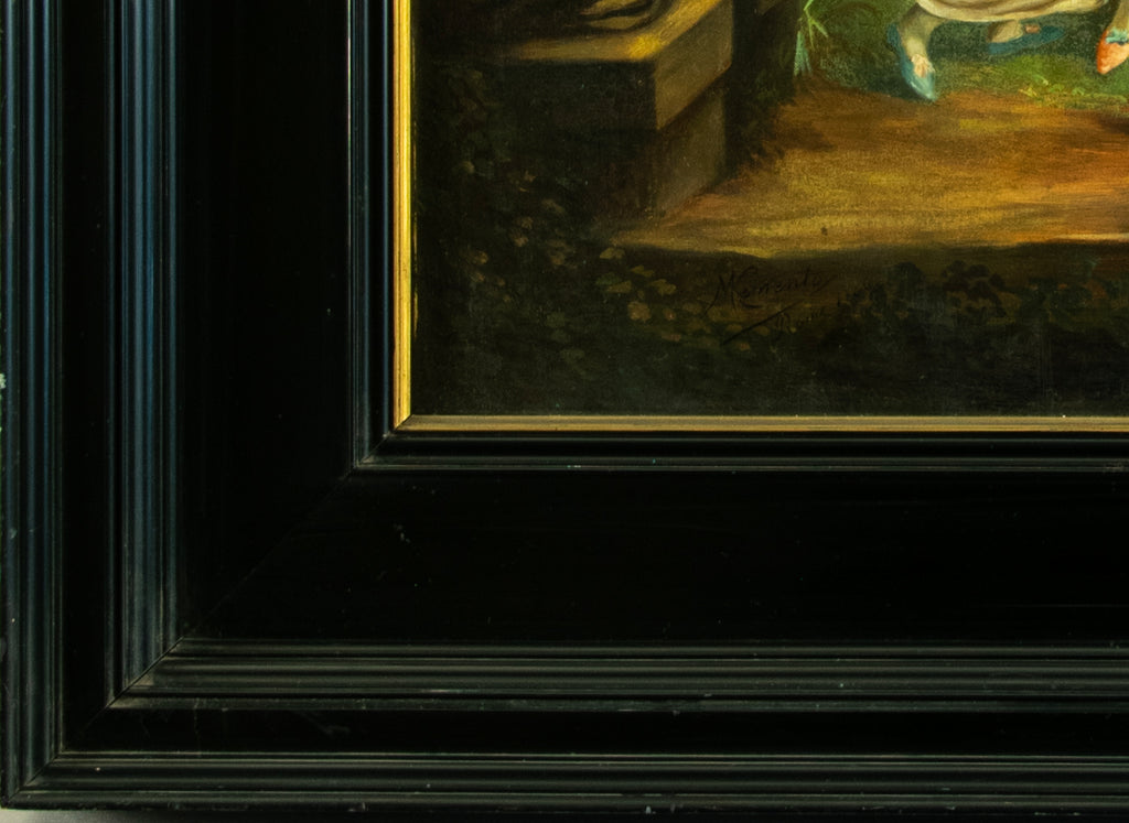Oil on Canvas, The Sermon of Love: 19th Century Italian School, signed indistinctly