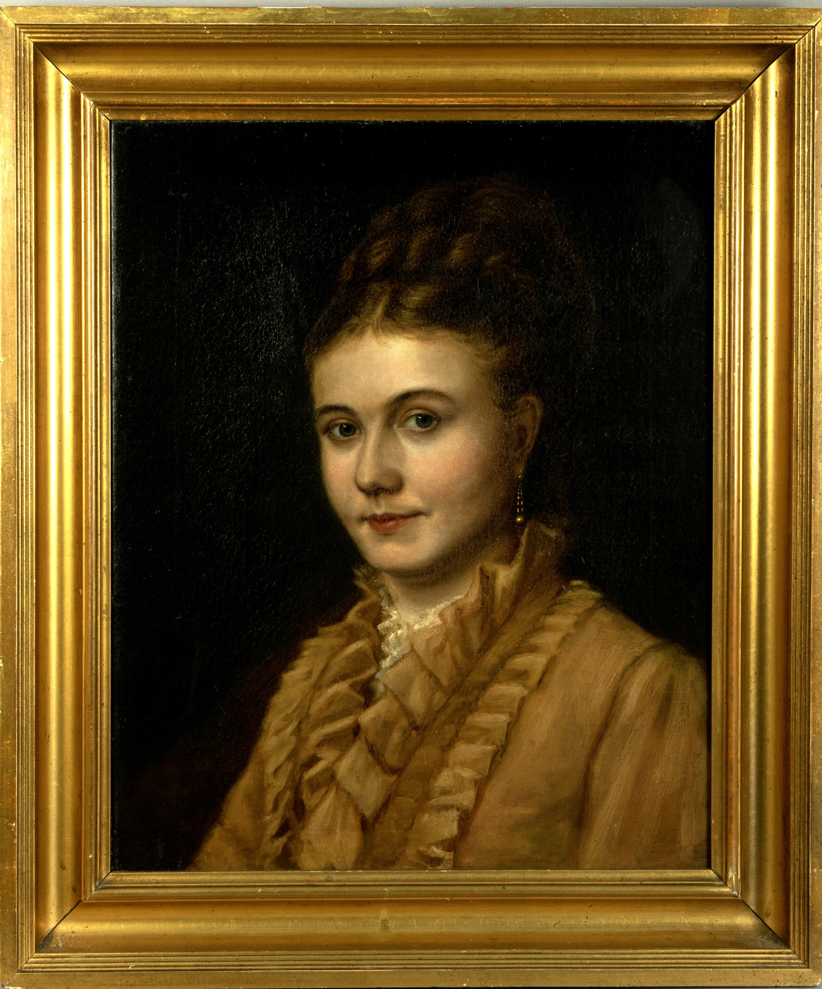 Oil Painting, Portrait of Alice Gore, William Henry Gore, Gilt-Framed 19th-Century Acrylic Painting on Canvas “ Contemporary, Corfu or Santorini Coastal Village scene
