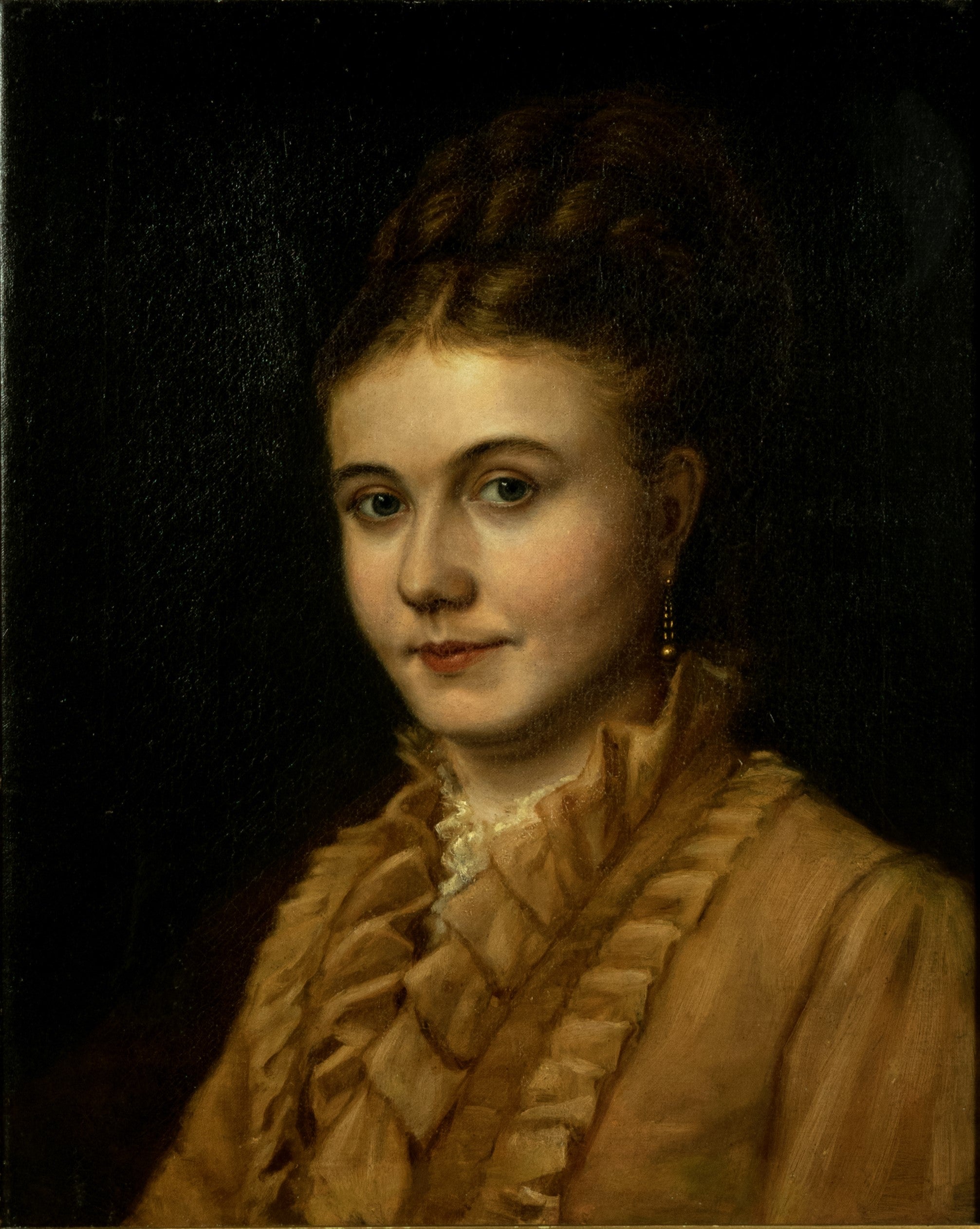 Oil Painting, Portrait of Alice Gore, William Henry Gore, Gilt-Framed 19th-Century Acrylic Painting on Canvas “ Contemporary, Corfu or Santorini Coastal Village scene