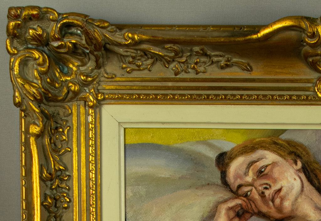 Oil Painting, Nude, Reclining Lady, After Freud, Contemporary, Gilt framed