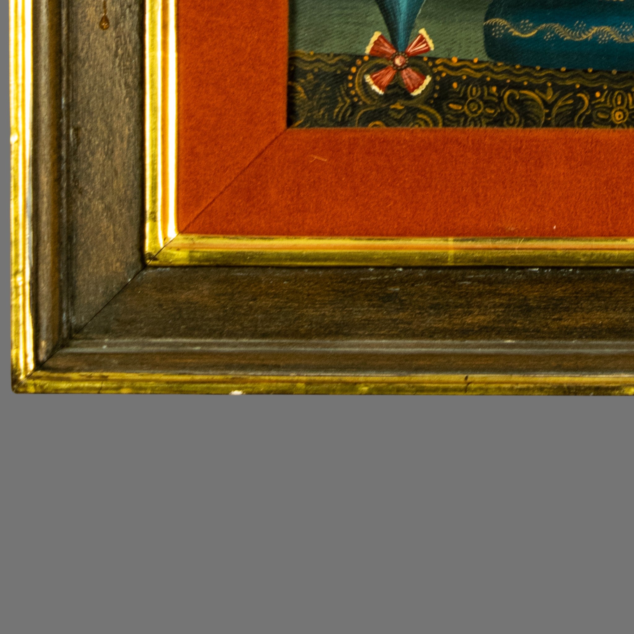 Antique Cuzco Oil painting, Madonna, Orb, 19/20th Century, Framed