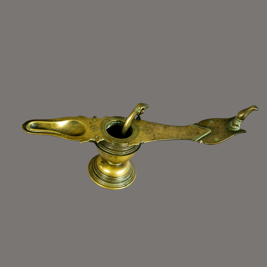 Oil Lamp, Brass, South Indian, Antique, 19th century