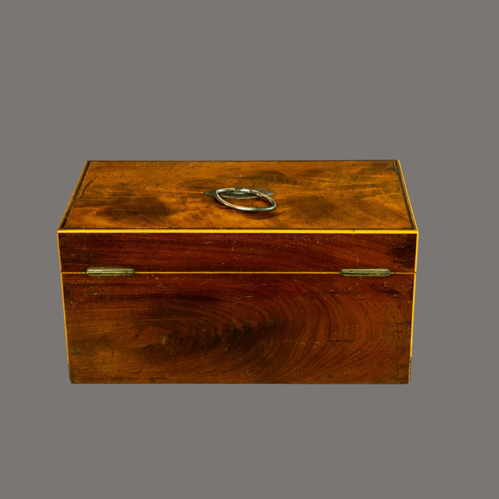 Tea Caddy, Antique, Flame Mahogany, with mixing bowl