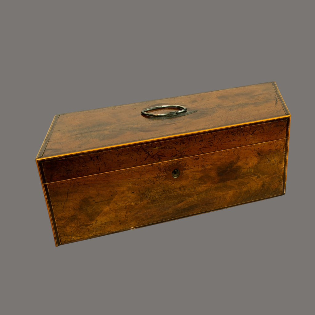 Tea Caddy, Antique, Flame Mahogany, with mixing bowl