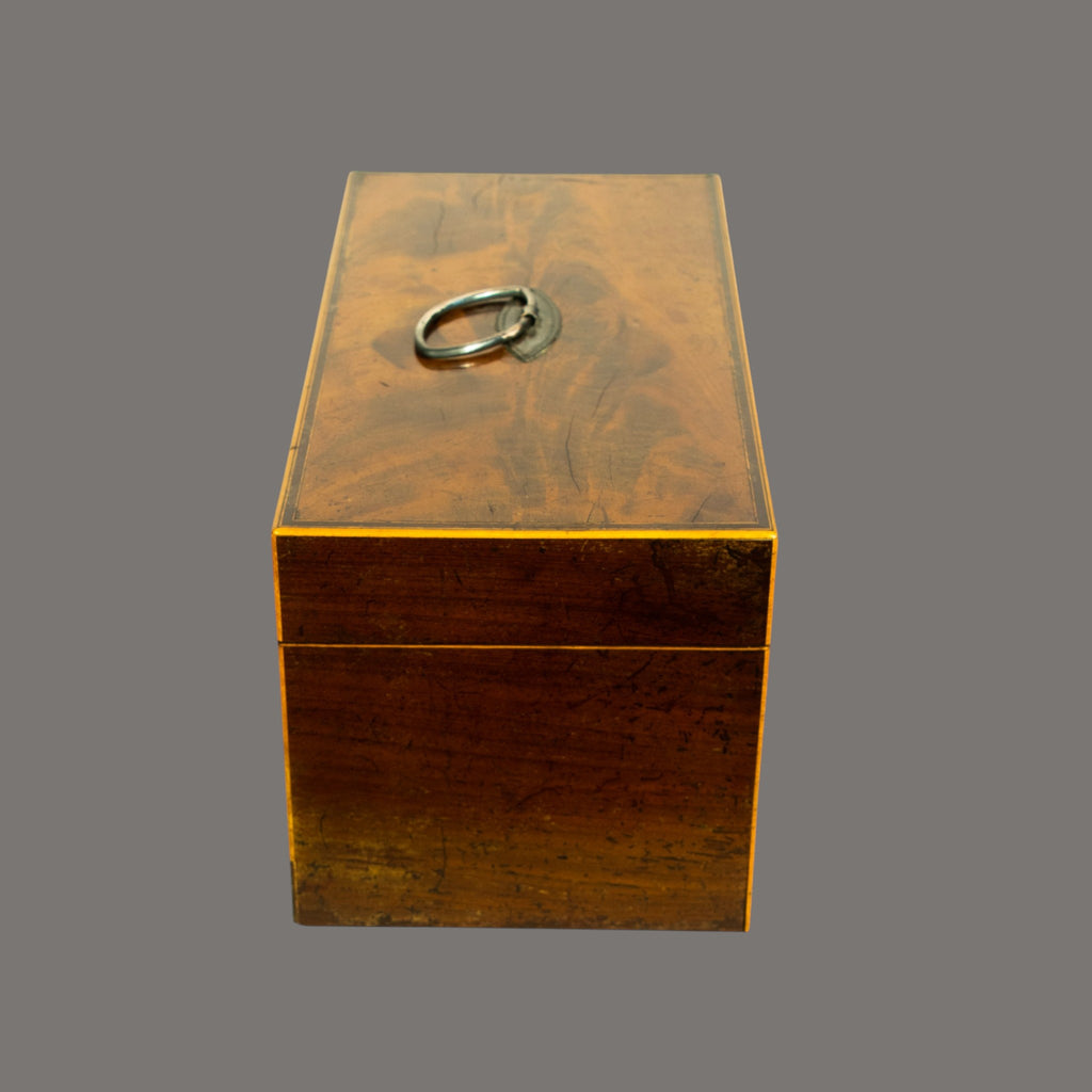 Tea Caddy, Antique, Flame Mahogany, with mixing bowl