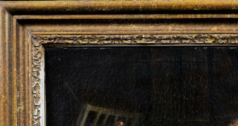Oil Painting, Stable Interior, Antique, oil on canvas