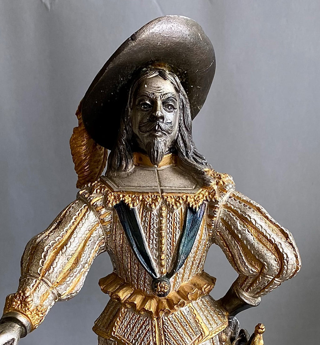 Bronze Figure, Queen Elizabeth I, Charles I, Gilded and Silvered, Onyx Base