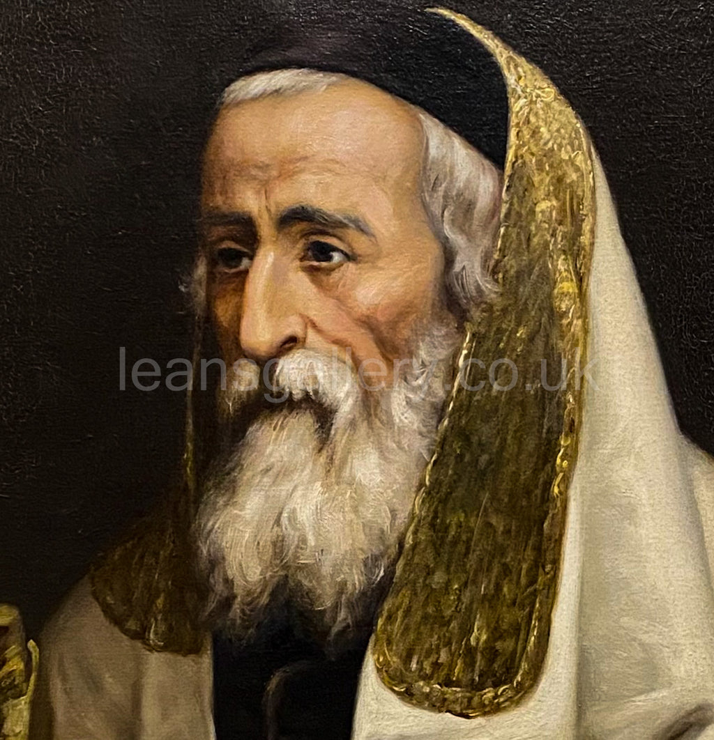 Rabbi, Religious: Mid century oil painting of A devout Rabbi, Gilt framed, Continental