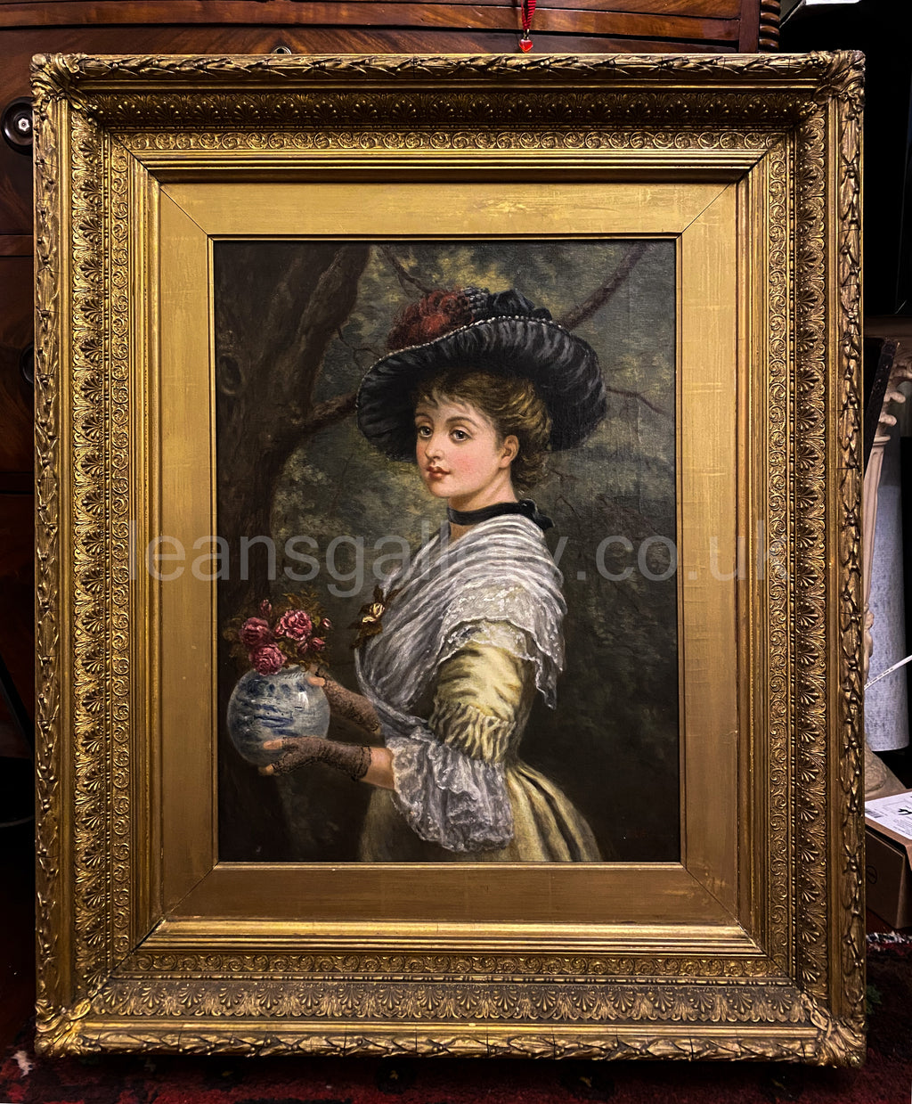 Oil Painting,  Radiant Victorian Lady, Gilt Framed, early 20th century