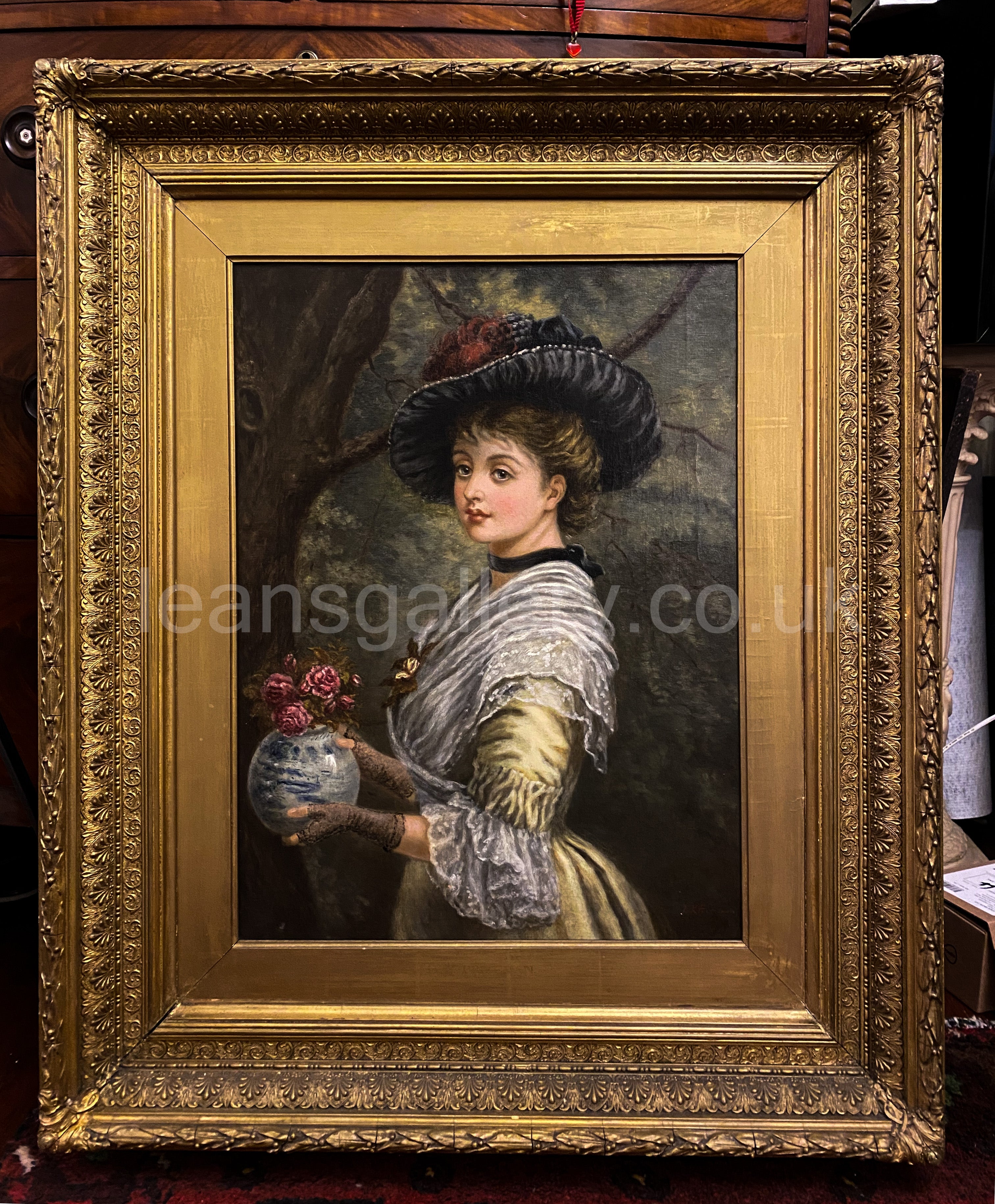 Oil Painting,  Radiant Victorian Lady, Gilt Framed, early 20th century
