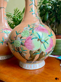 Ceramic Vase, Pair, Cinese, Vintage, Famille Rose