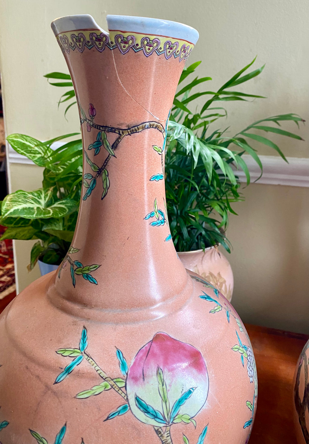 Ceramic Vase, Pair, Cinese, Vintage, Famille Rose