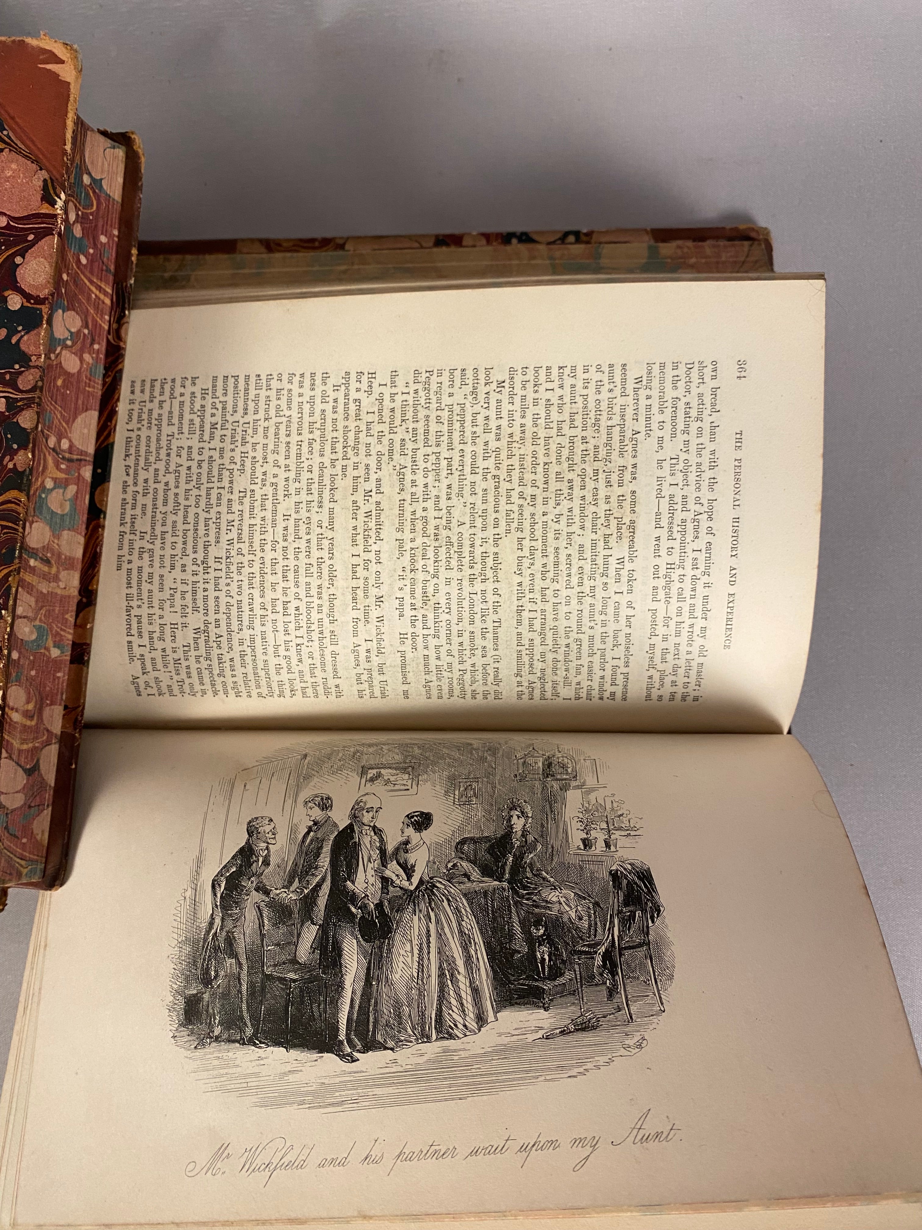 Antique Charles Dickens, 4-Volume Set, Half Calf Leather Binding, 19th Century