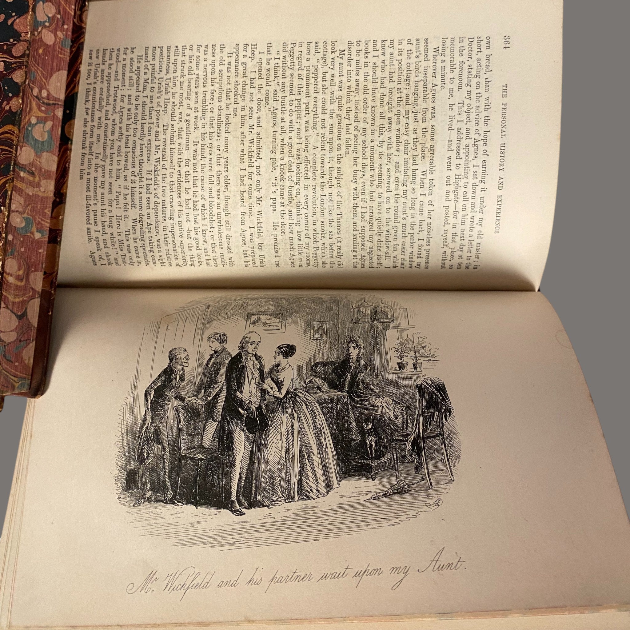 Charles Dickens, Books, 4-Volume Set, Antique, Half Calf Leather Binding, 19th Century