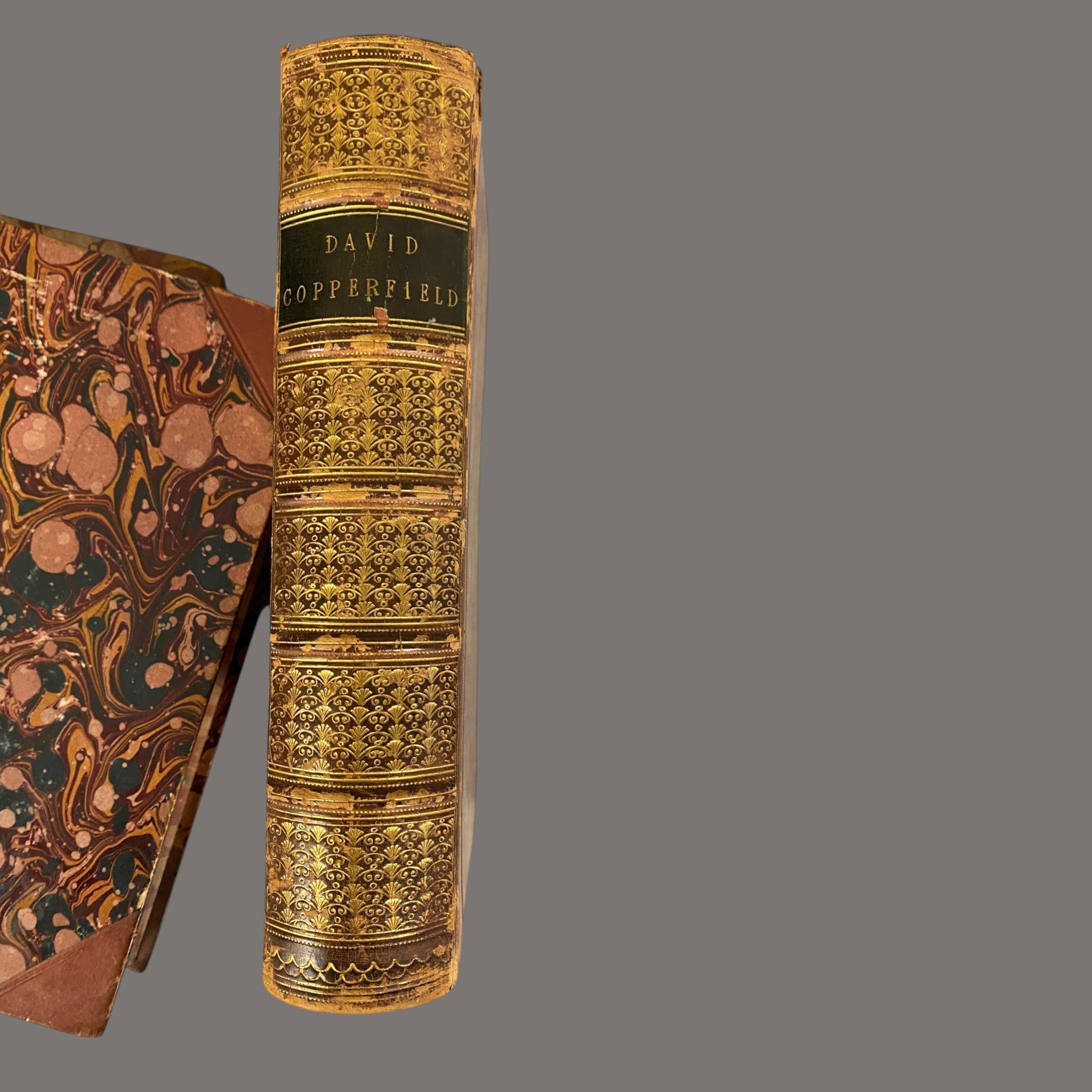 Charles Dickens, Books, 4-Volume Set, Antique, Half Calf Leather Binding, 19th Century