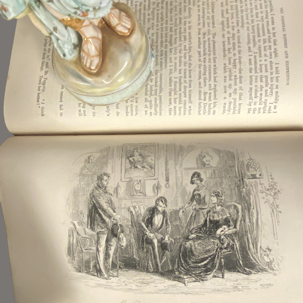 Charles Dickens, Books, 4-Volume Set, Antique, Half Calf Leather Binding, 19th Century