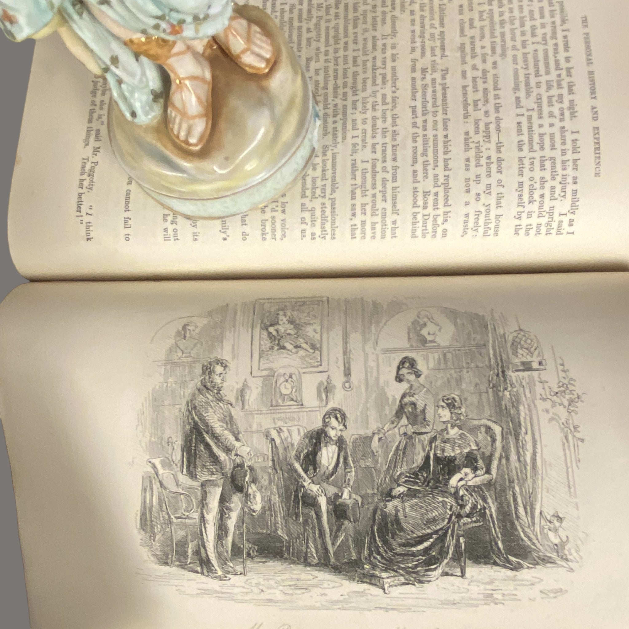 Charles Dickens, Books, 4-Volume Set, Antique, Half Calf Leather Binding, 19th Century