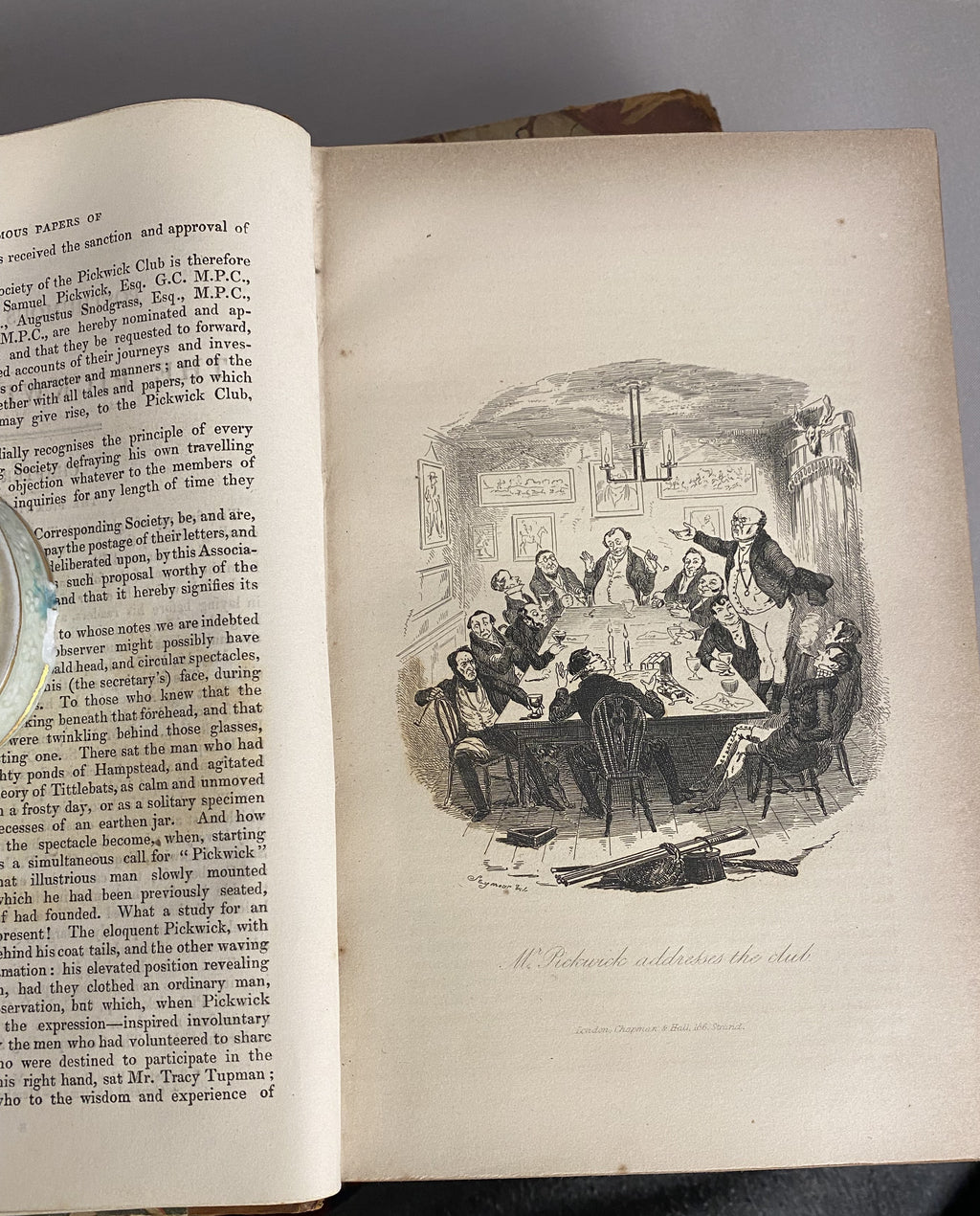 Antique Charles Dickens, 4-Volume Set, Half Calf Leather Binding, 19th Century