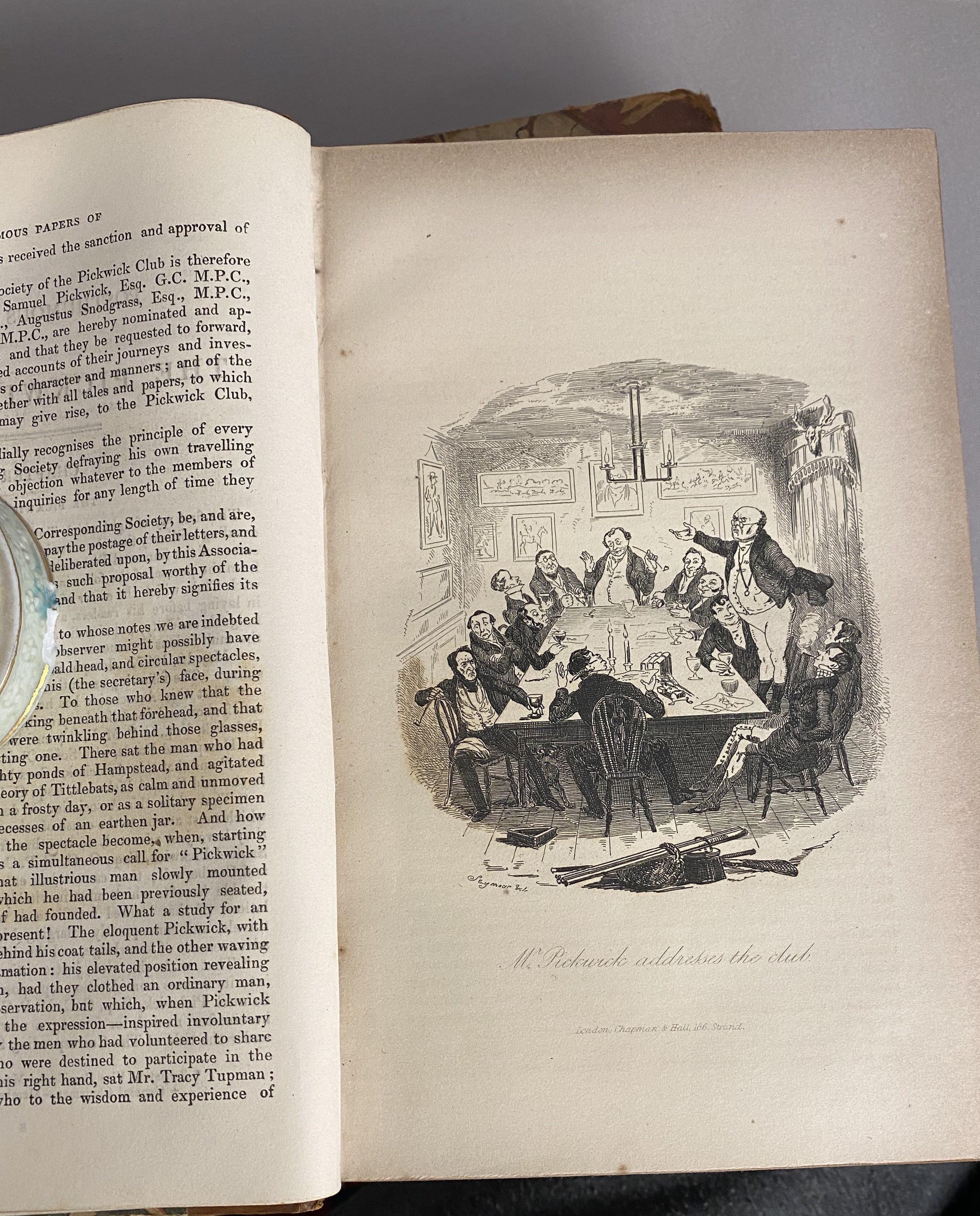 Antique Charles Dickens, 4-Volume Set, Half Calf Leather Binding, 19th Century