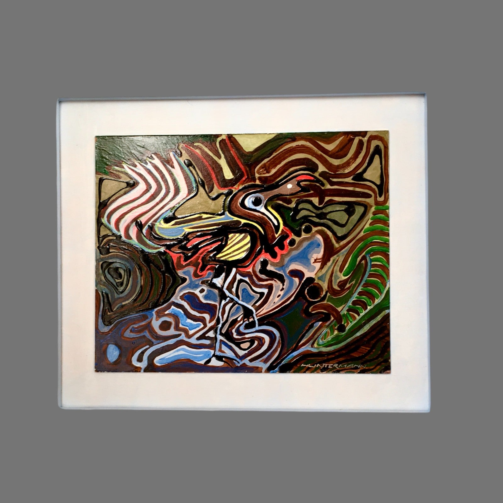 Contemporary Painting Oil/Acrylic on board, 'Dodo' signed, Spate Huntermann