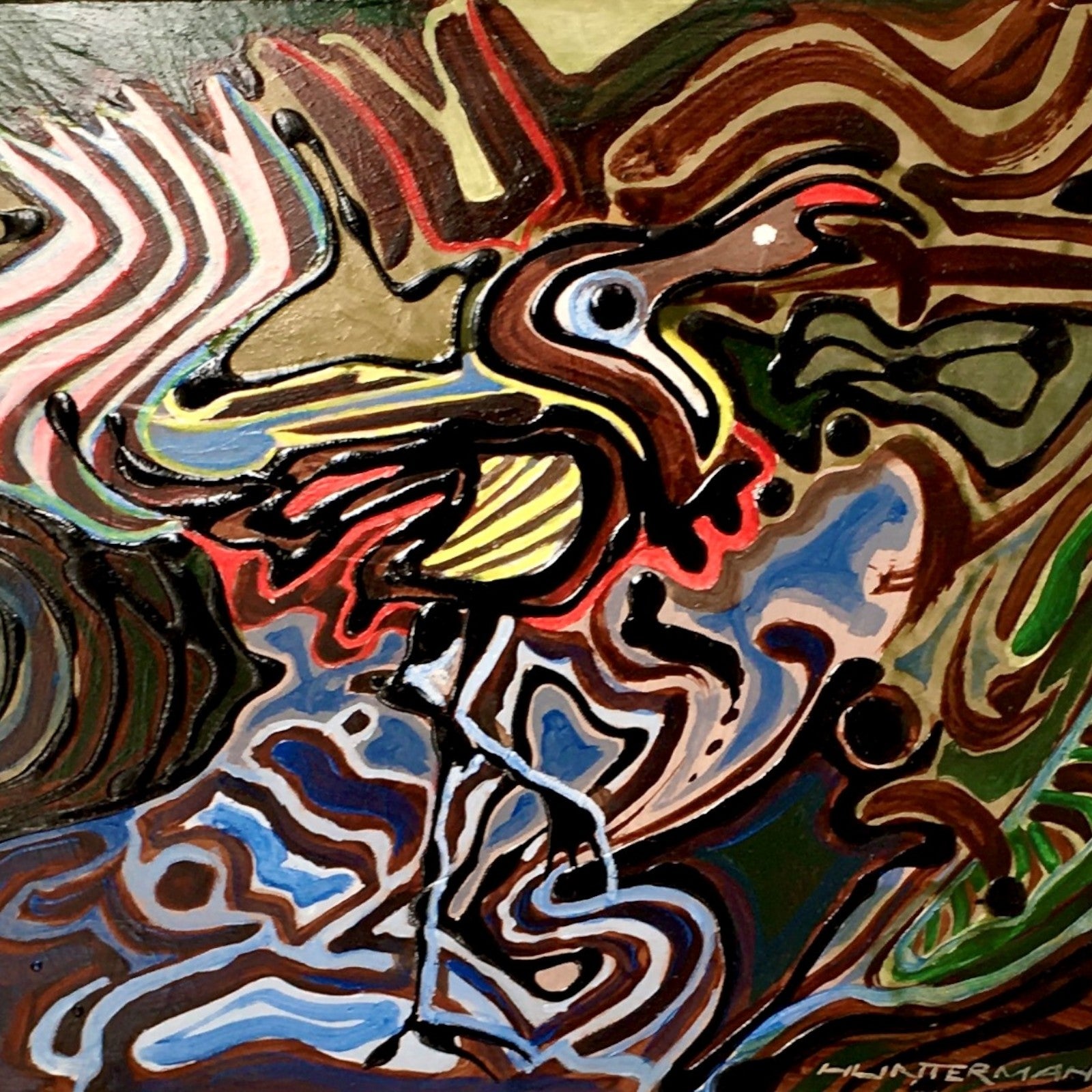 Contemporary Painting Oil/Acrylic on board, 'Dodo' signed, Spate Huntermann