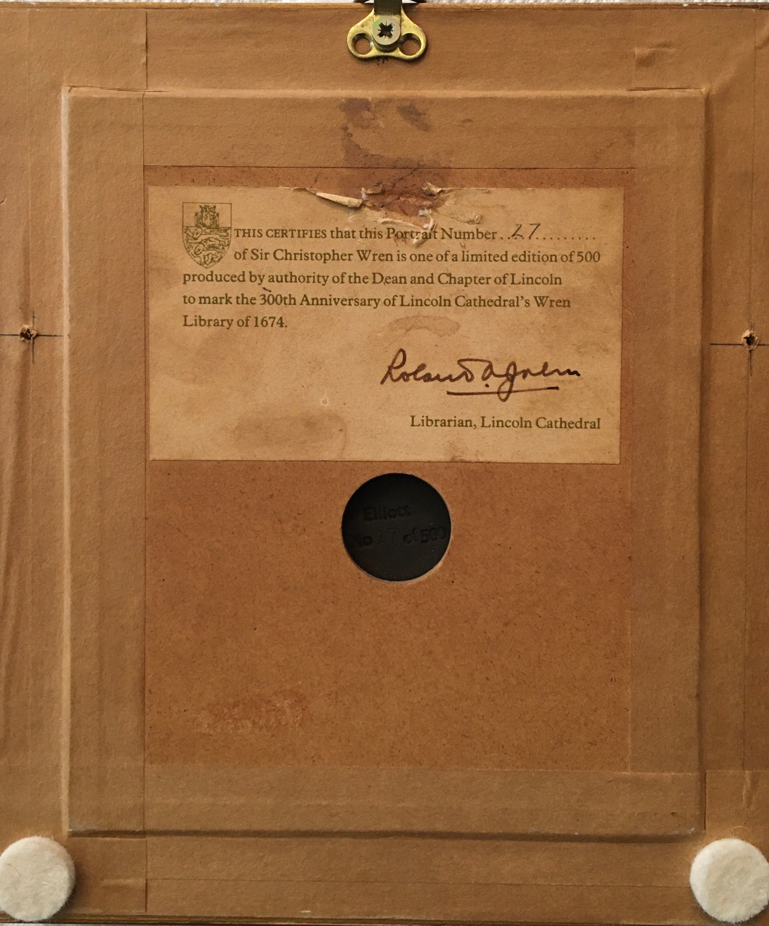 Sir Christopher Wren, Plaque