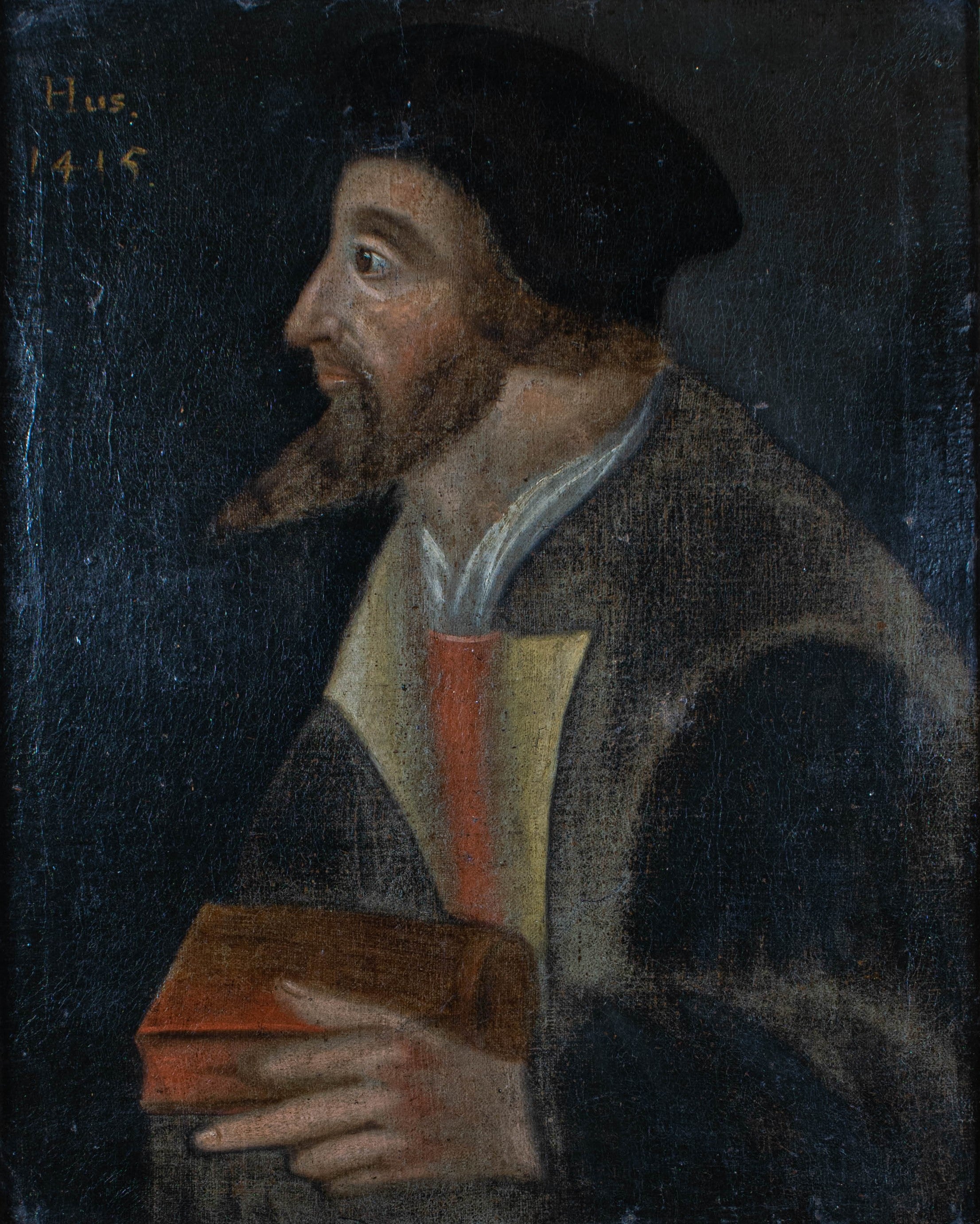 Oil Painting, Jan Hus, RARE 18th-Century,  Courageous Reformer of Christian Religion