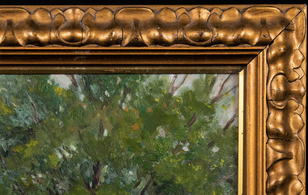 Oil painting Antique 'Cattle in Wilford' E Cox English School signed& gilt framed
