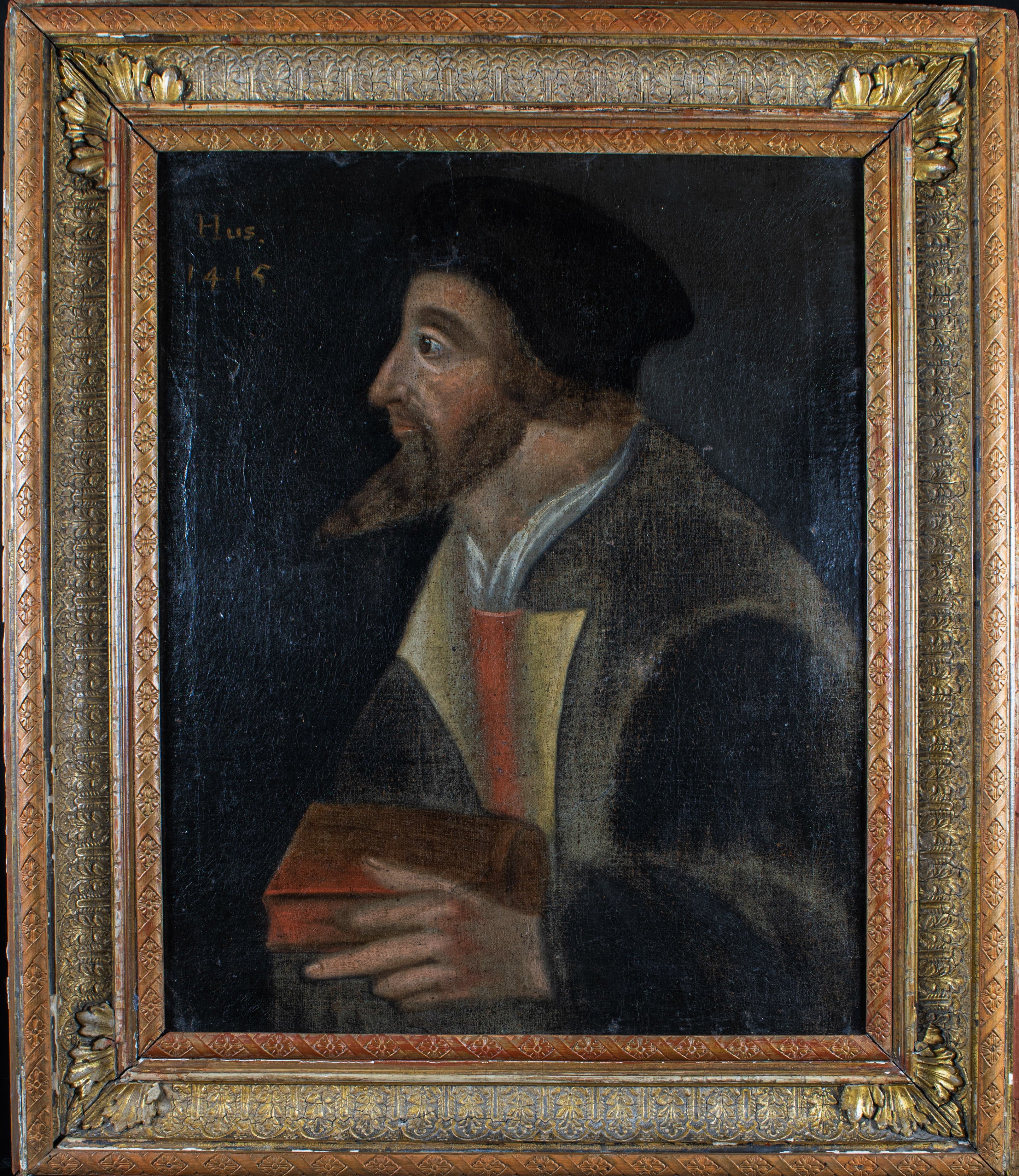 Oil Painting, Jan Hus, RARE 18th-Century,  Courageous Reformer of Christian Religion