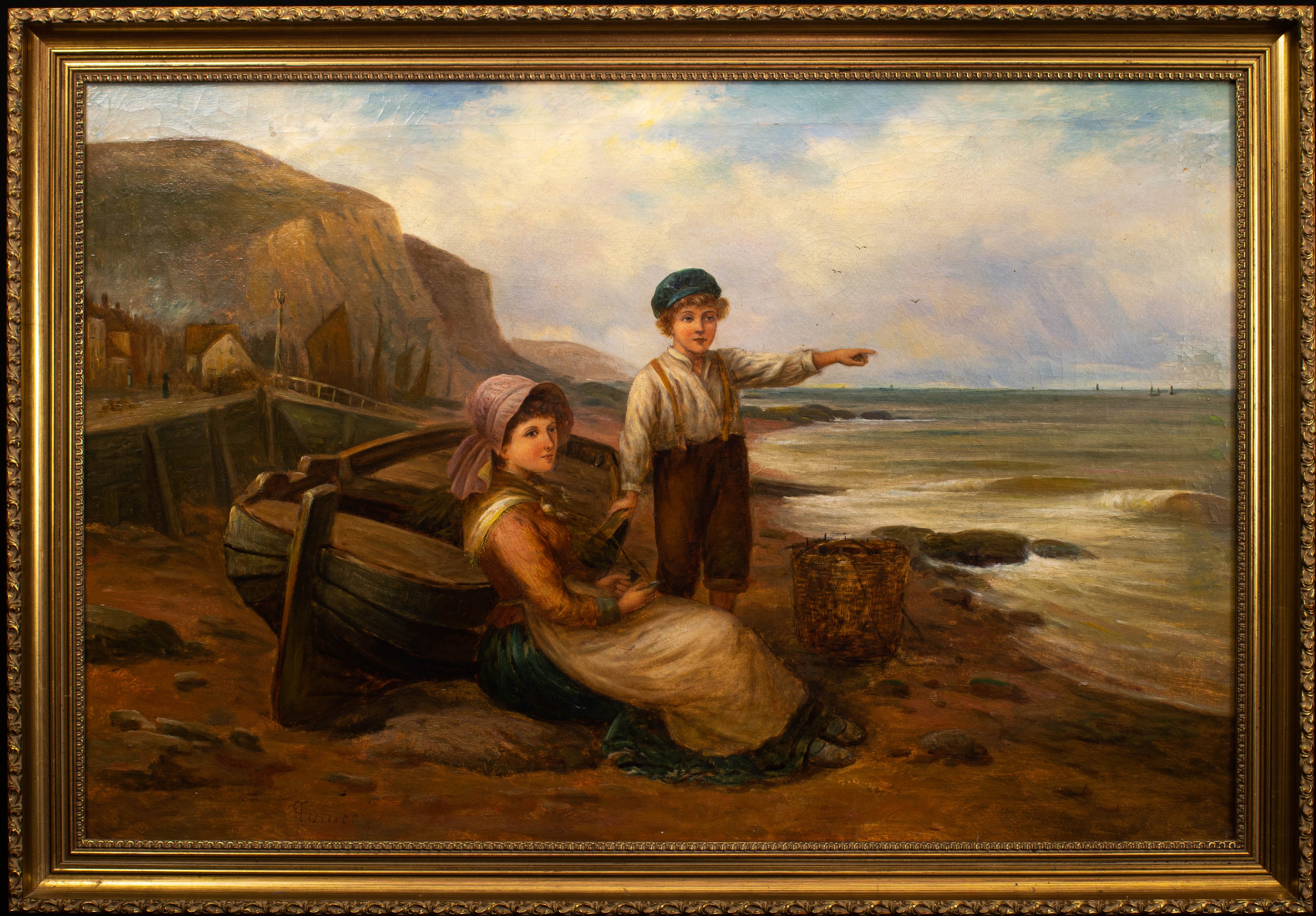 Painting, 'Waiting for Papa', G Turner, Oil on canvas