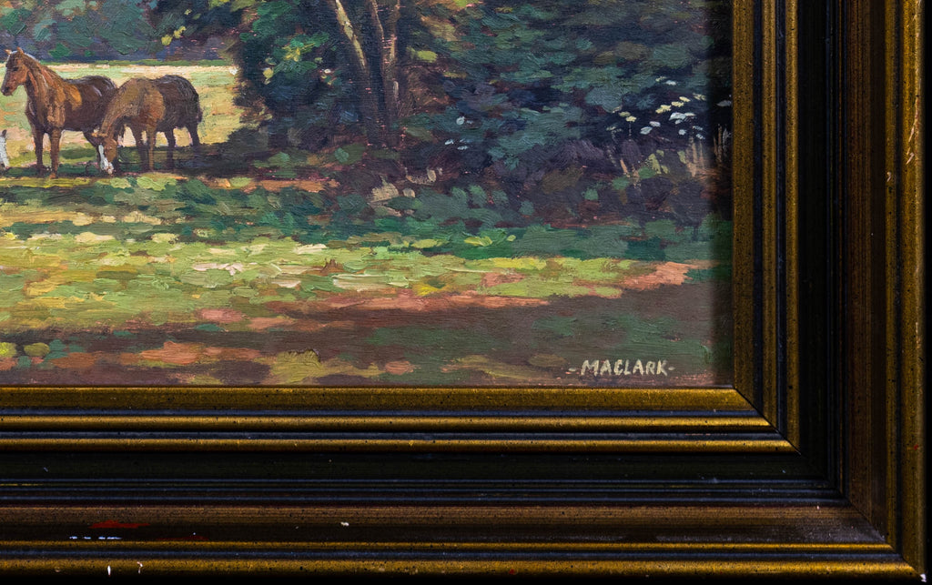 Oil painting, Ponies in the Shade, signed Macklark, Antique