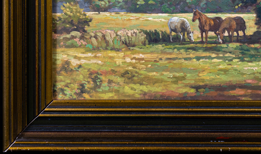 Oil painting, Ponies in the Shade, signed Macklark, Antique
