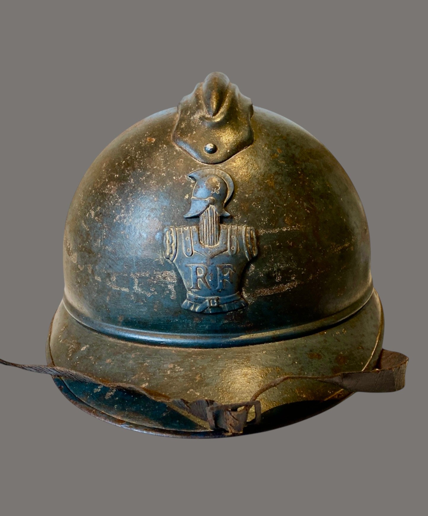 Helmet, WWI, French M1915, Adrian Engineers, RF Badge, Original Steel