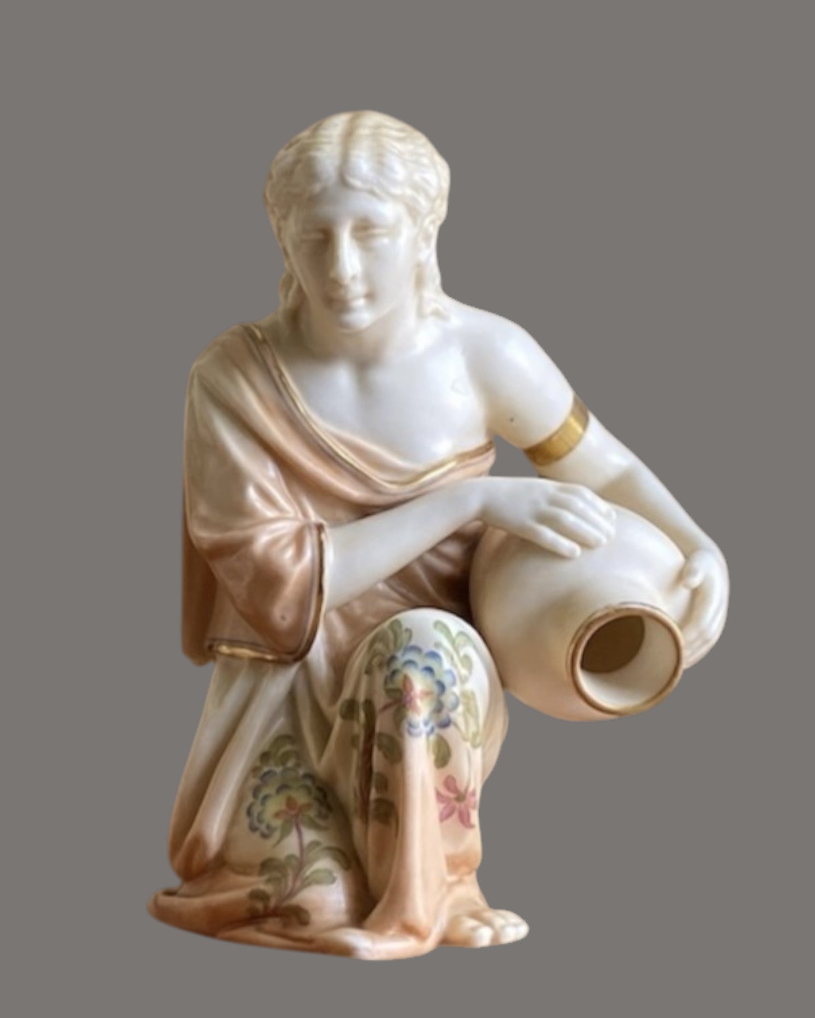 Antique,  Royal Worcester, Water Carrier Figures, Design by James Hadley, c. Late 19th“Early 20th Century