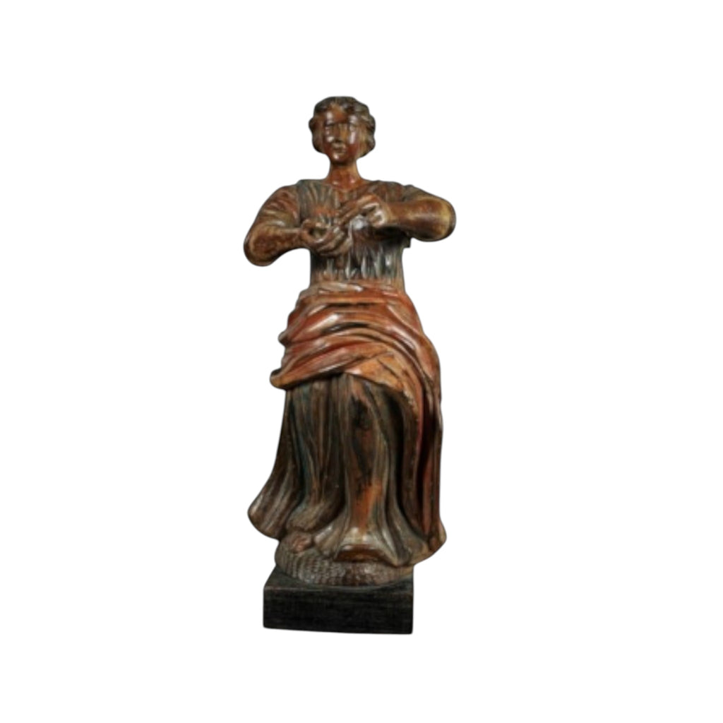 Antique Wood Figure, Saint, Italian, 18th Century