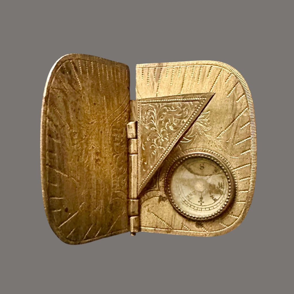 Sundial, Compass, Pocket Sundial, Brass, Antique, 1875