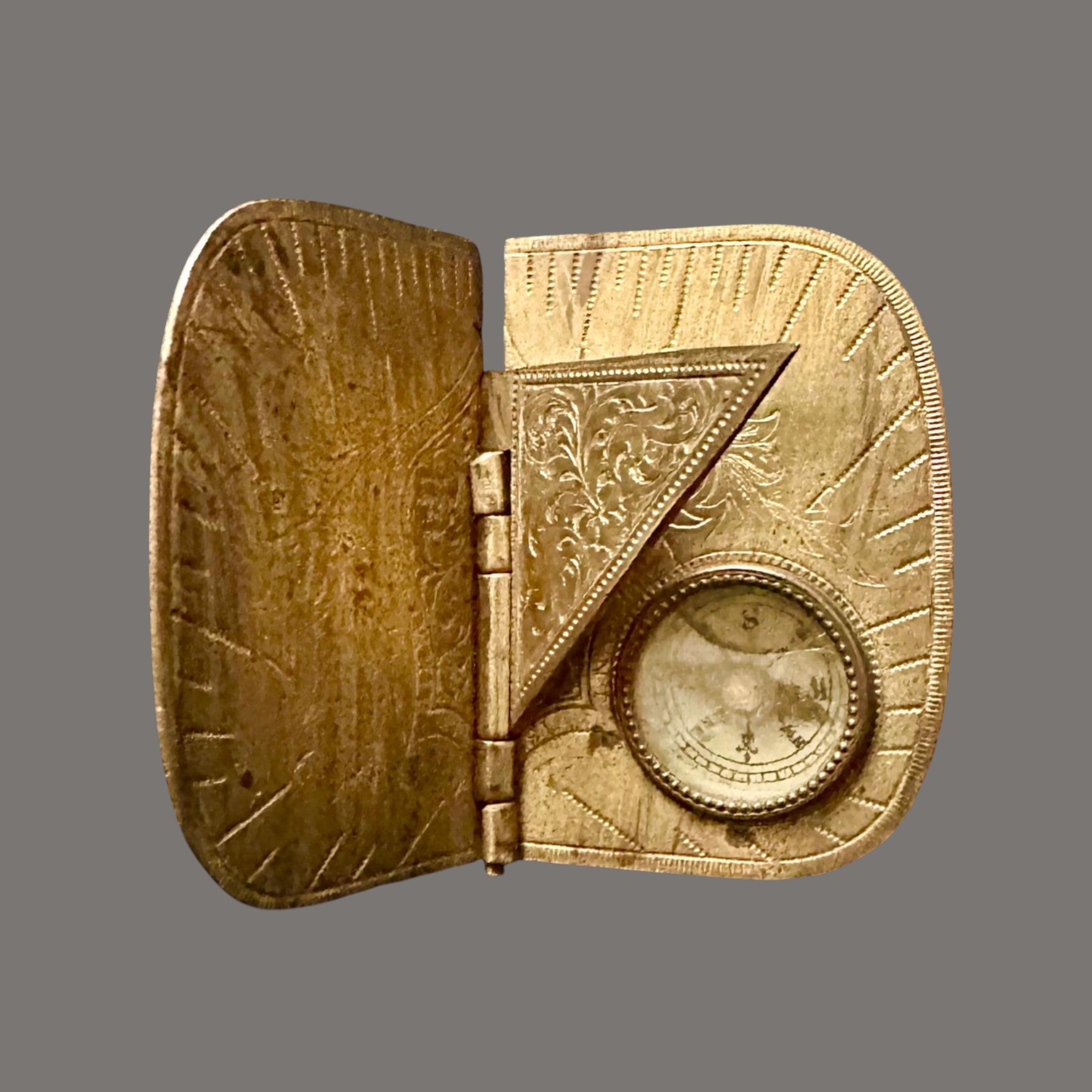 Sundial, Compass, Pocket Sundial, Brass, Antique, 1875