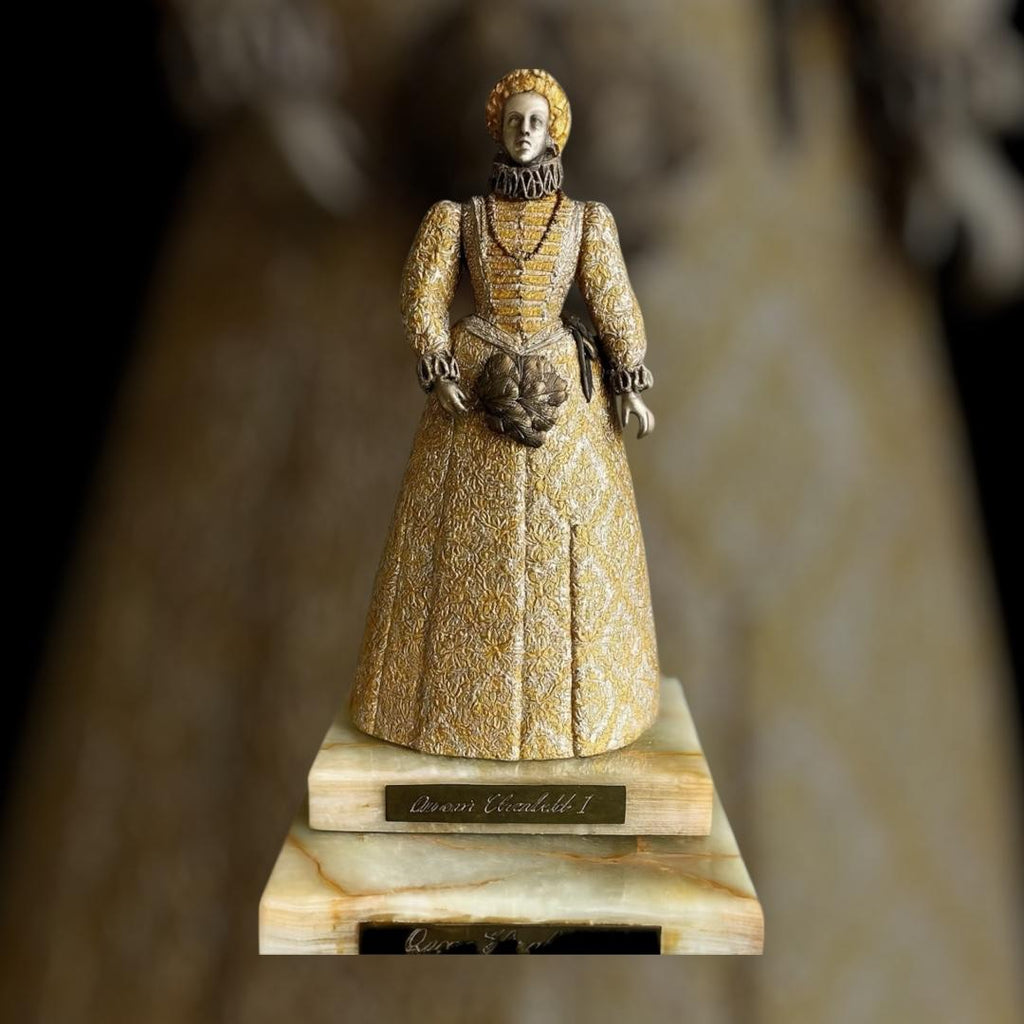 Queen Elizabeth I, Bronze, Gilded and Silvered, Onyx Base, Contemporary