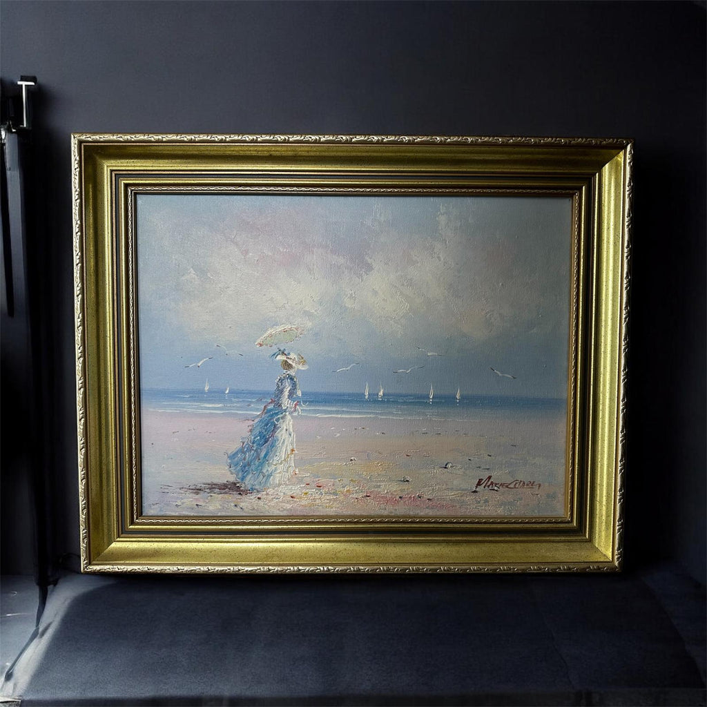 Woman on the Shore, Original Oil on Canvas, Marie Charlot, Contemporary