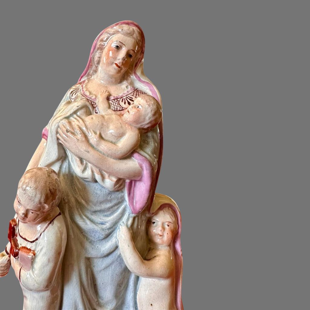 Antique Pearlware Porcelain Figure: Charity with Children, Circa 1820