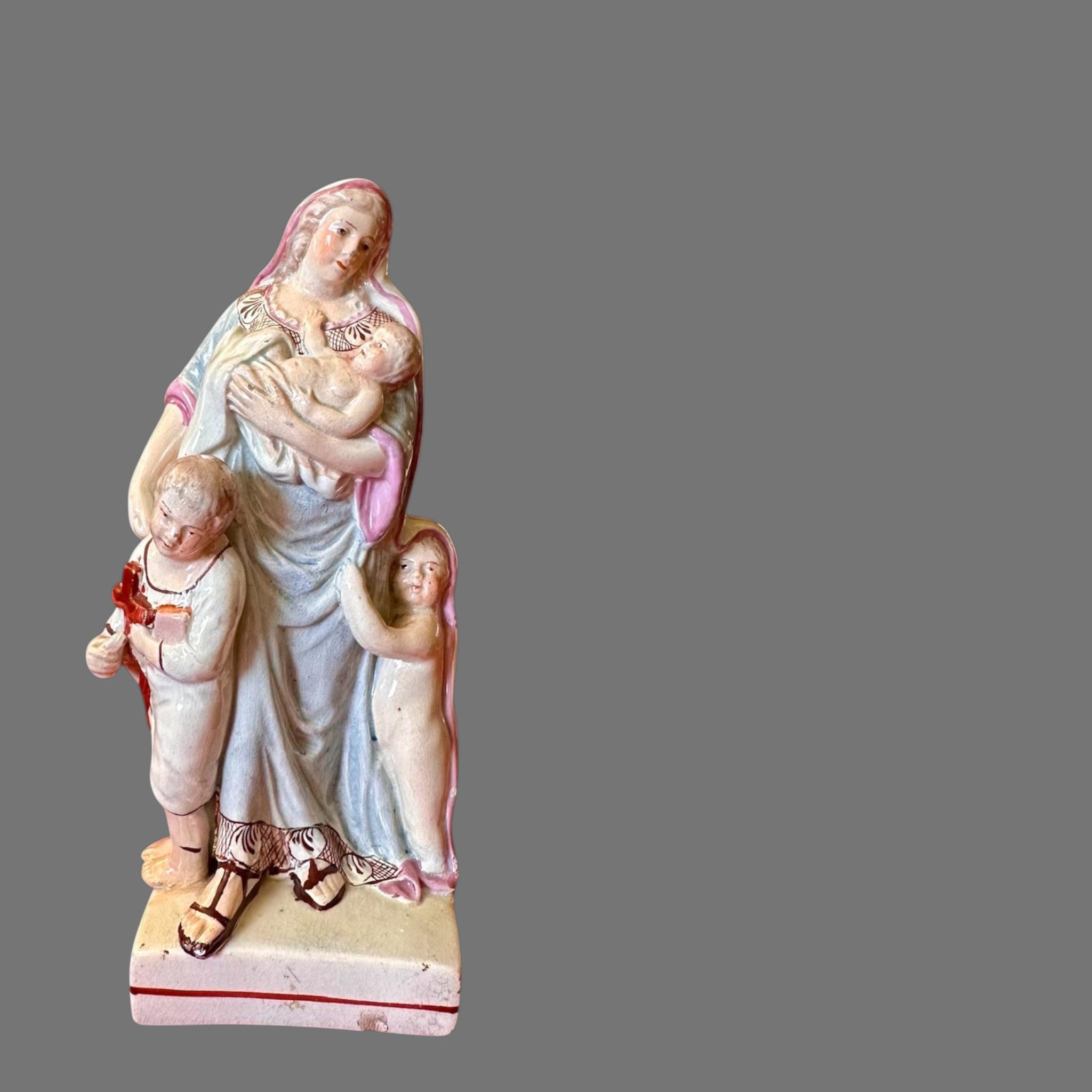 Antique Pearlware Porcelain Figure: Charity with Children, Circa 1820