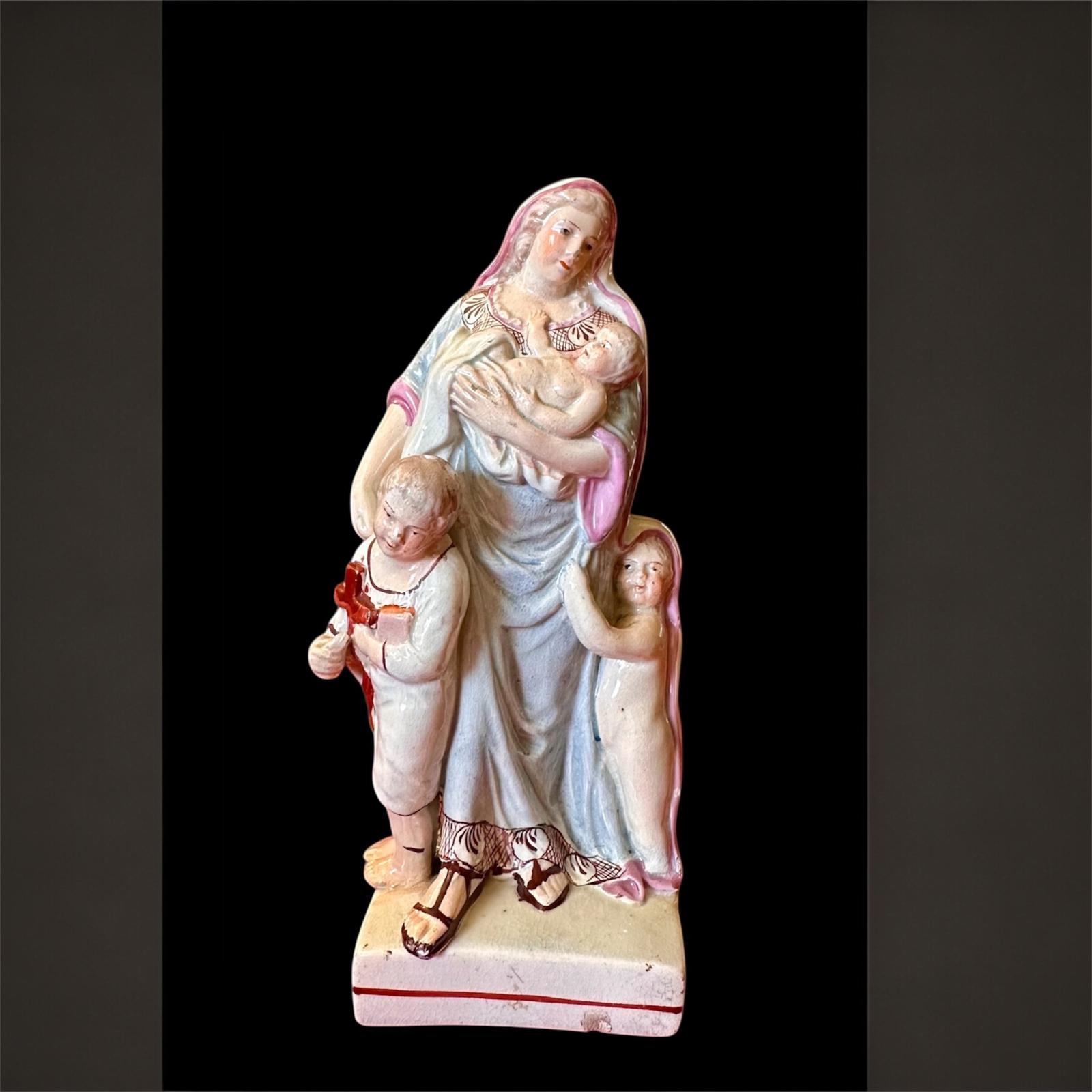 Antique Pearlware Porcelain Figure: Charity with Children, Circa 1820