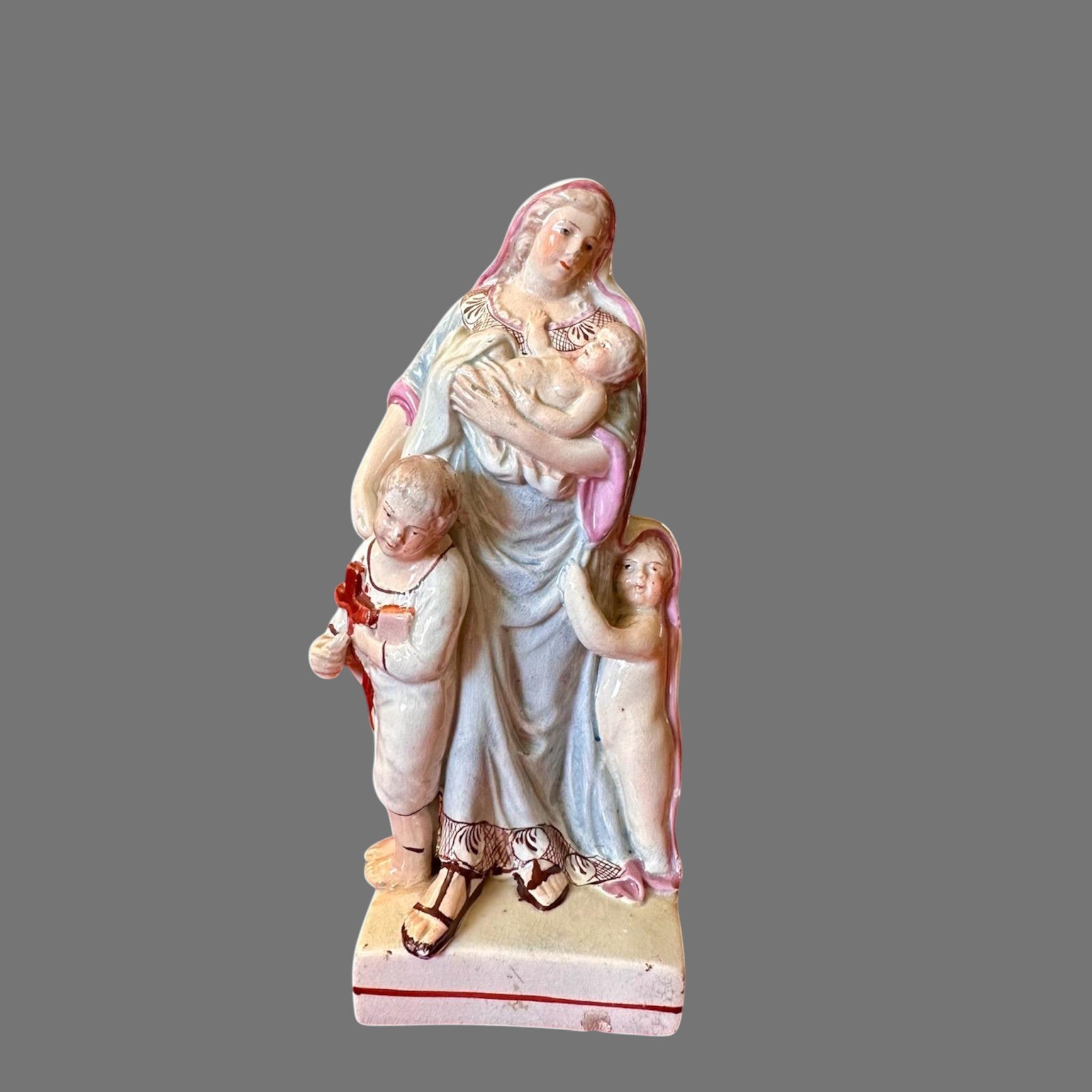 Antique Pearlware Porcelain Figure: Charity with Children, Circa 1820